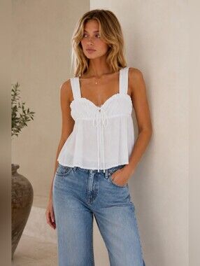 Princess Polly White Babydoll Tie Front Tank Top Sz 4